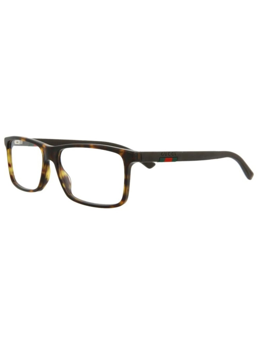New Gucci Women's Eyeglasses Square Rectangle Acetate Frame Mens Havana Brown